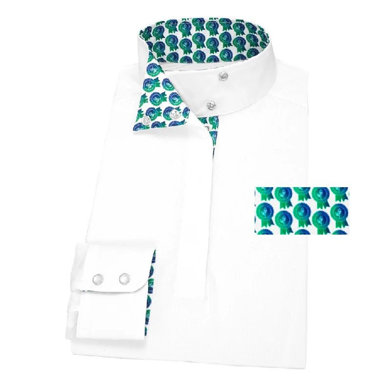 Essex Classics Ladies Green Is The New Blue Talent Yarn Wrap Collar Show Shirt Comfortable Stretch Short Shirt Essex Classics Ladies Green Is The New Blue Talent Yarn Wrap Collar Show Shirt Comfortable Stretch Short Shirt
