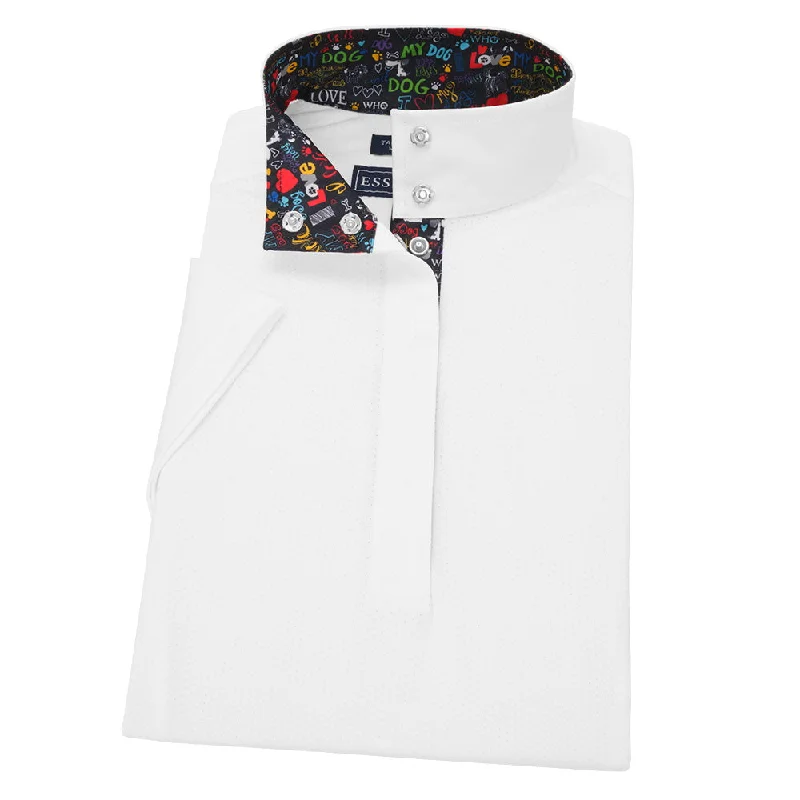 Essex Classics Ladies I Love My Dog Talent Yarn Straight Collar Short Sleeve Show Shirt Soft Cotton Short Shirt Essex Classics Ladies I Love My Dog Talent Yarn Straight Collar Short Sleeve Show Shirt Soft Cotton Short Shirt