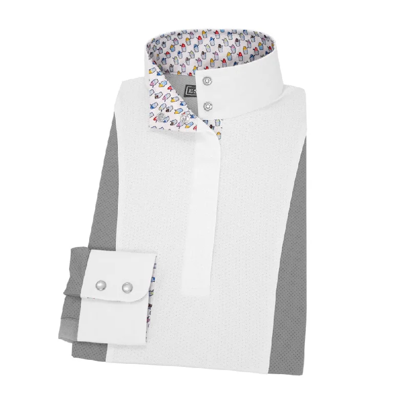 Essex Classics Ladies Luna Hunter Performance Snow Cone Gray Show Shirt Casual Plain Short Shirt Essex Classics Ladies Luna Hunter Performance Snow Cone Gray Show Shirt Casual Plain Short Shirt