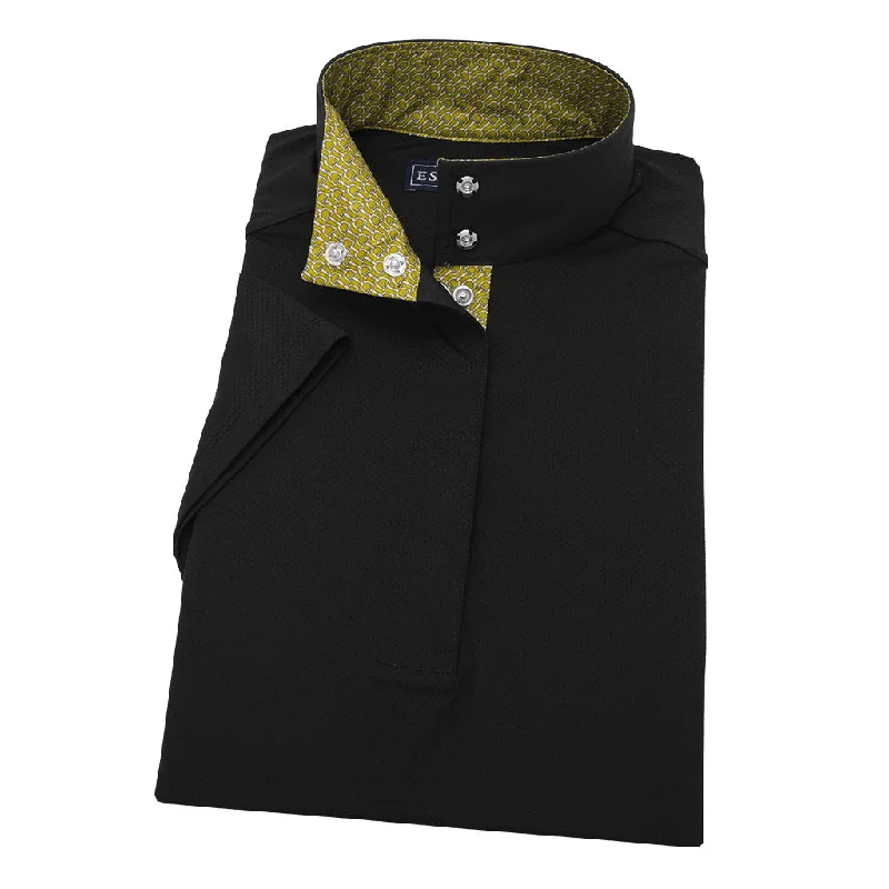 Essex Classics Ladies Stirrups “Dusk” Black Jumper Performance Short Sleeve Show Shirt Soft Silk Short Sleeve Essex Classics Ladies Stirrups “Dusk” Black Jumper Performance Short Sleeve Show Shirt Soft Silk Short Sleeve