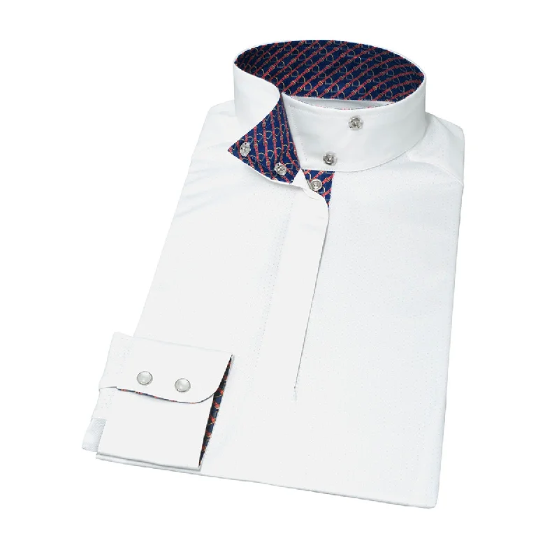 Essex Classics Ladies "Stirrups & Leathers" Talent Yarn Wrap Collar Long Sleeve Show Shirt Casual Button-Up Short Tee Essex Classics Ladies "Stirrups & Leathers" Talent Yarn Wrap Collar Long Sleeve Show Shirt Casual Button-Up Short Tee