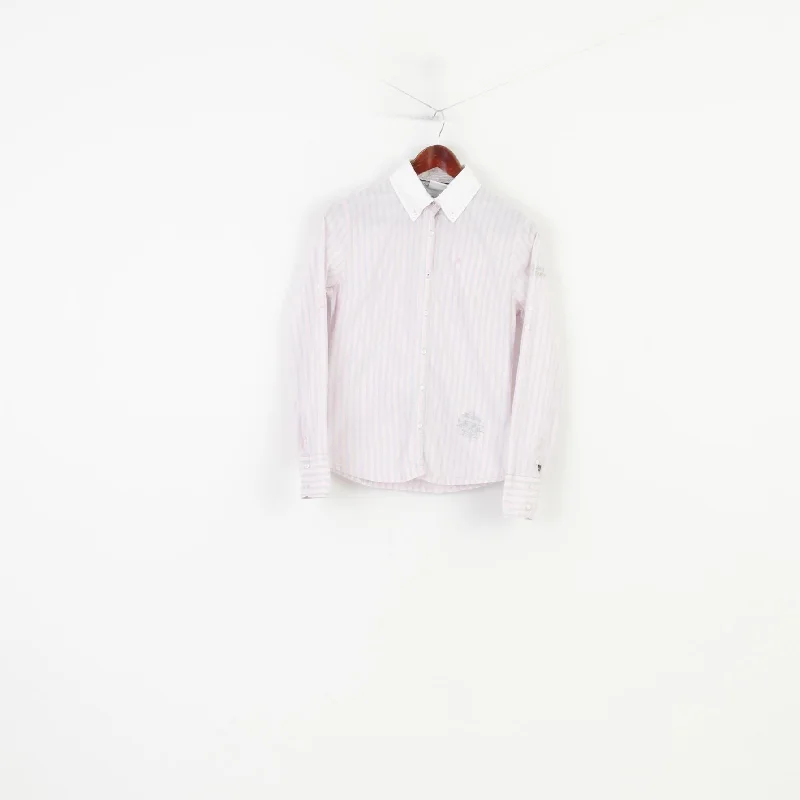Gaastra Women M Casual Shirt Pink Cotton Striped Long Sleeve Collar Classic Top Fashionable Plaid Short Sleeve Gaastra Women M Casual Shirt Pink Cotton Striped Long Sleeve Collar Classic Top Fashionable Plaid Short Sleeve