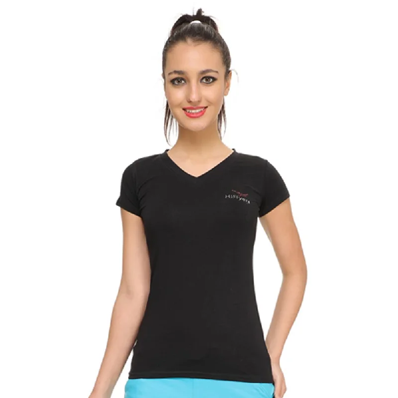 HiFlyers Womens T Shirt Black Comfortable Short Sleeve Blouse