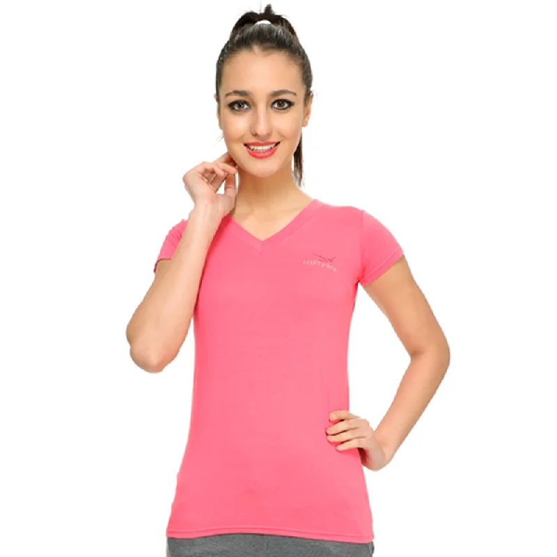 HiFlyers Womens T Shirt Pink Casual Plain Short Shirt