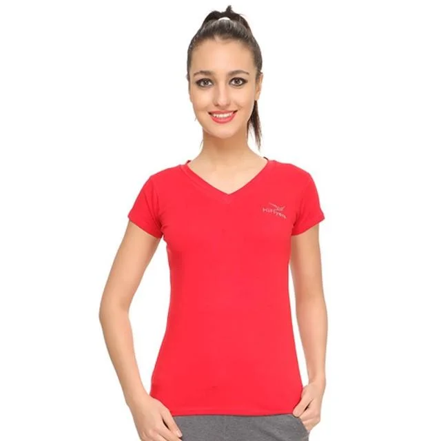 HiFlyers Womens T Shirt Red Relaxed Fit Short Blouse