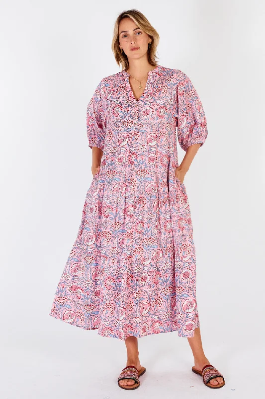 Ibisa - Cancun Midi Dress - Musk Fashionable Pleated Midi Dress