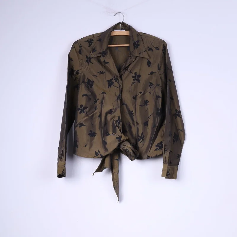 Karlsbader Womens 38 M Casual Shirt Green Shoulder Pads Bound Top Casual Button-Up Short Tee Karlsbader Womens 38 M Casual Shirt Green Shoulder Pads Bound Top Casual Button-Up Short Tee