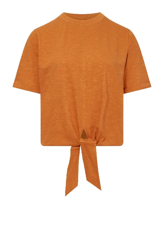 Anisa Shirt Orange Cozy Striped Short Sleeve