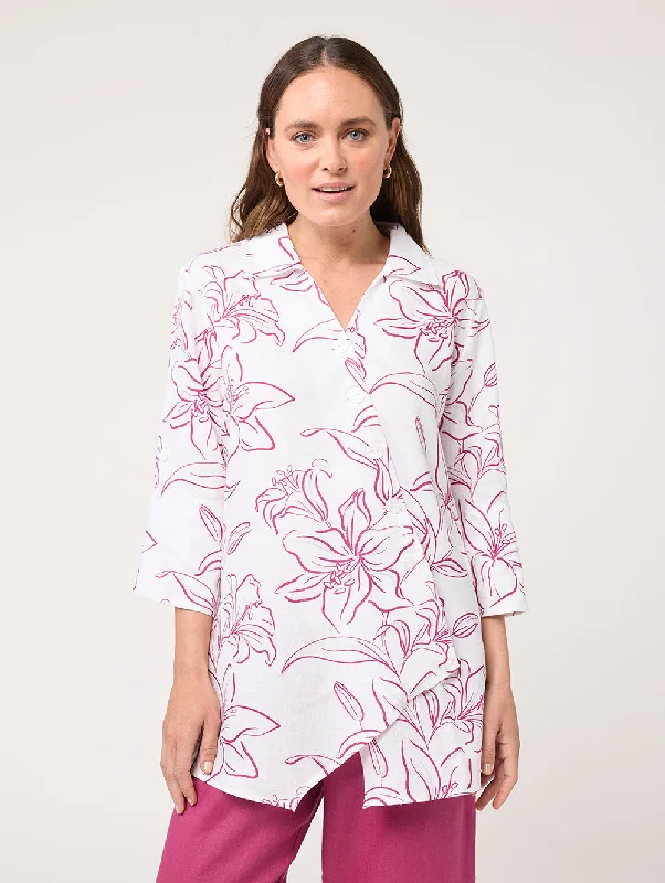 Lilium 3/4 Sleeve Shirt Comfortable Short Sleeve Tunic