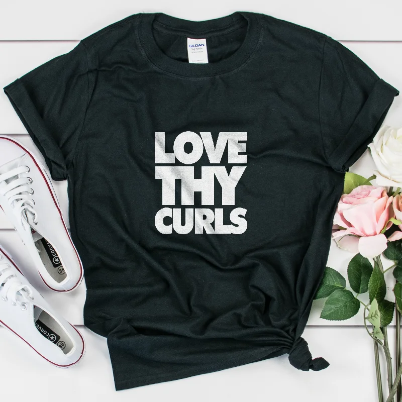 Love Thy Curls Shirt - Unisex Women Trendy Tie-Front Short Shirt