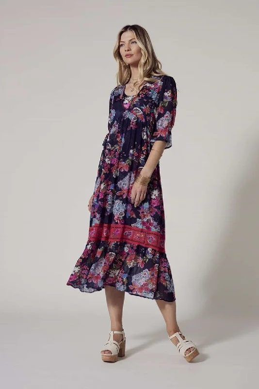 Pre Order Matera Sheer Midi Dress in Indigo Multi LS2754 by Loobie's Story Trendy Bodycon Midi Dress Pre Order Matera Sheer Midi Dress in Indigo Multi LS2754 by Loobie's Story Trendy Bodycon Midi Dress