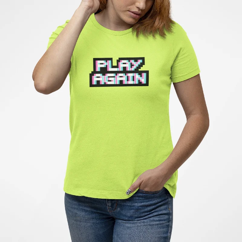 PLAY AGAIN  PRINTED TSHIRT - VIVID YELLOW Fashionable Draped Short Sleeve