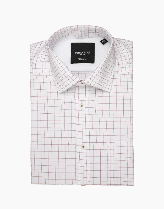 Rembrandt - Sinatra Shirt - Dark Red Graph Check Casual Boxy Short Shirt