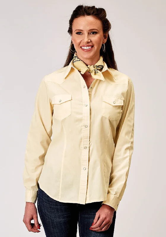 Roper Womens 1985 Solid Broadcloth Warm Ecru Cotton Blend L/S Shirt Trendy Sleeveless Short Shirt Roper Womens 1985 Solid Broadcloth Warm Ecru Cotton Blend L/S Shirt Trendy Sleeveless Short Shirt