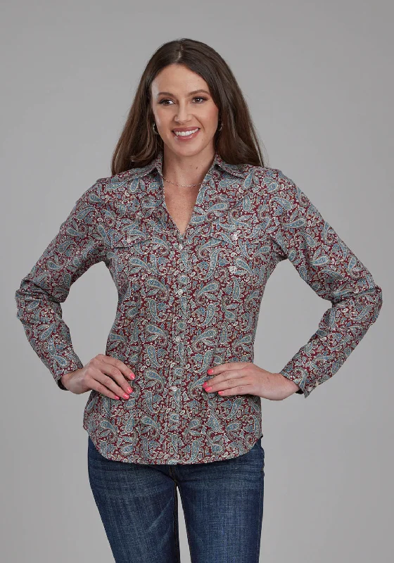 Roper Womens 2154 Orchard Paisley Multi-Color 100% Cotton Btn L/S Shirt Trendy Floral Print Tee Roper Womens 2154 Orchard Paisley Multi-Color 100% Cotton Btn L/S Shirt Trendy Floral Print Tee