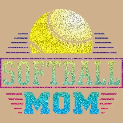 Softball Mom - Glitter T Shirt Comfortable Short Sleeve Blouse