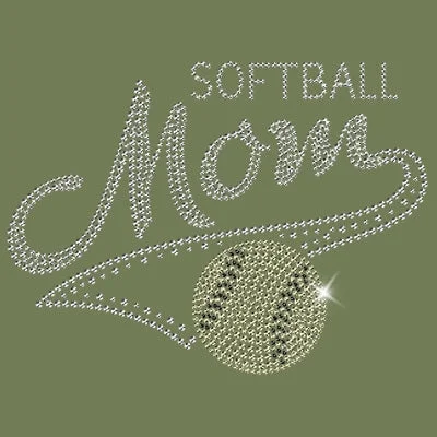 Softball Mom - Rhinestones T Shirt Trendy Short Sleeve Tunic