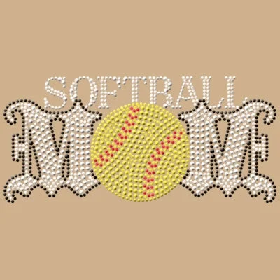 Softball Mom - Rhinestones & Yellow Nailheads T Shirt Stylish Printed Short Shirt