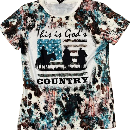 Southern Borders God's Country Tee Shirt Comfortable Ribbed Short Sleeve