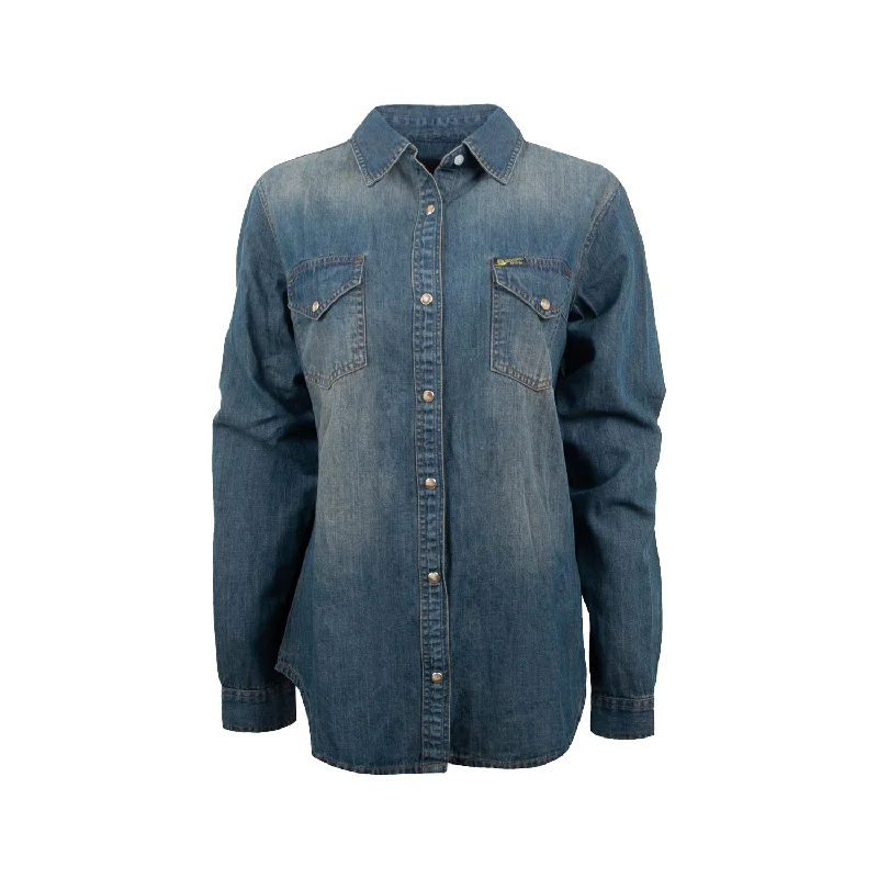STS Ranchwear Womens Parker Denim 100% Cotton L/S Shirt Fashionable Plaid Short Sleeve STS Ranchwear Womens Parker Denim 100% Cotton L/S Shirt Fashionable Plaid Short Sleeve