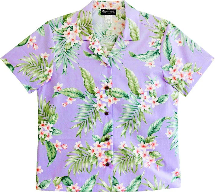 Sweet Plumeria Women's Hawaiian Camp Shirt Chic Button-Up Short Shirt