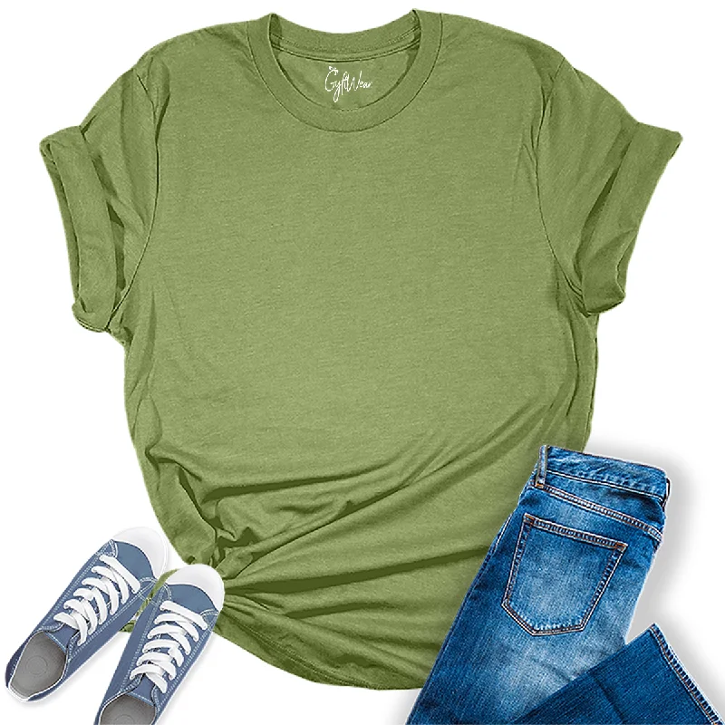 Womens Heather Green T Shirts Premium Casual Short Sleeve Shirts Oversized Tops Soft Flowing Short Shirt