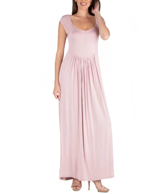 24seven Comfort Apparel Maxi Dress With Round Neck Empire Waist Fashionable Asymmetrical Maxi Dress 24seven Comfort Apparel Maxi Dress With Round Neck Empire Waist Fashionable Asymmetrical Maxi Dress