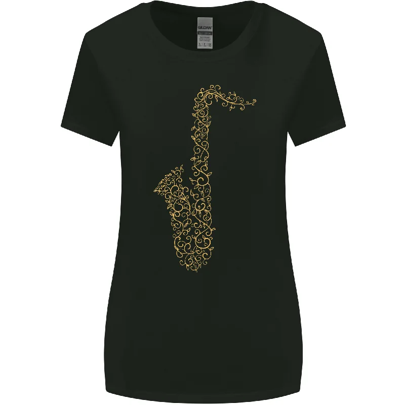 A Saxophone Musical Instruments Brass Band Womens Wider Cut T-Shirt Anti-Pilling Machine Wash Handmade