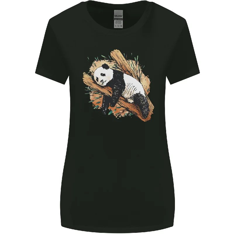 A Sleeping Panda Bear Ecology Animals Womens Wider Cut T-Shirt Spandex Blend Rayon Blend Denim Blend