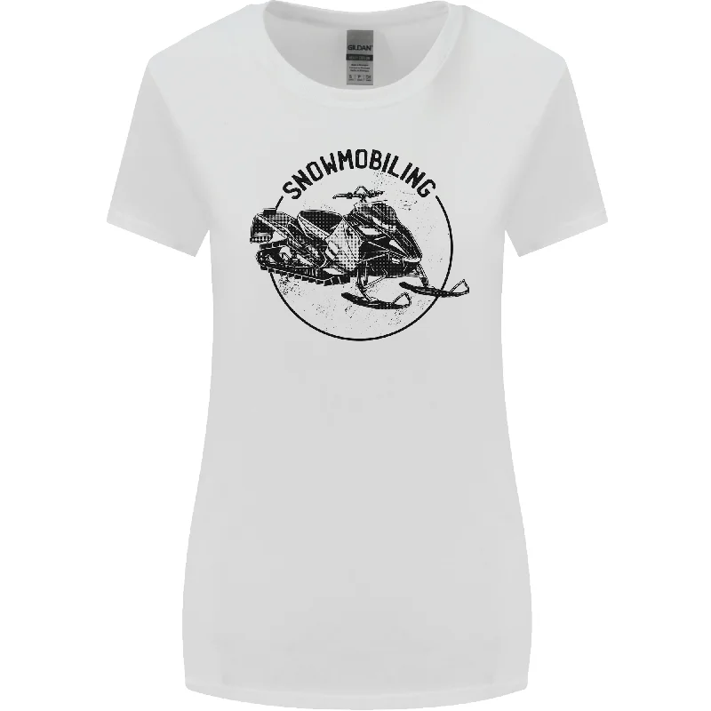 A Snowmobile Winter Sports Womens Wider Cut T-Shirt Denim Fabric Leather Fabric Suede Fabric