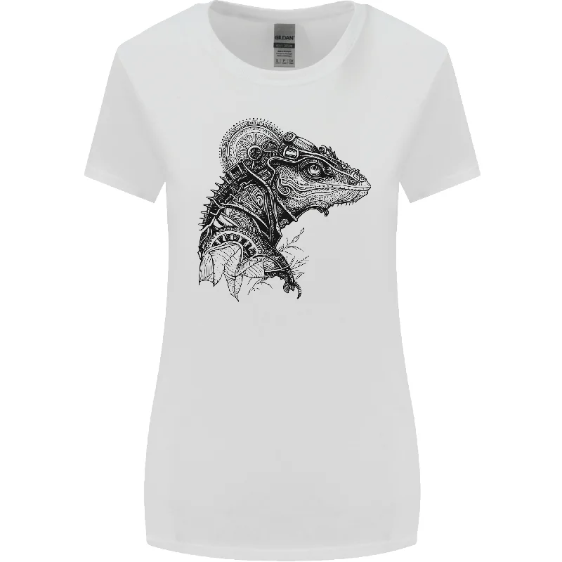 A Steampunk Iguana Lizard Reptiles Womens Wider Cut T-Shirt Boxy Fit Fitted Loose