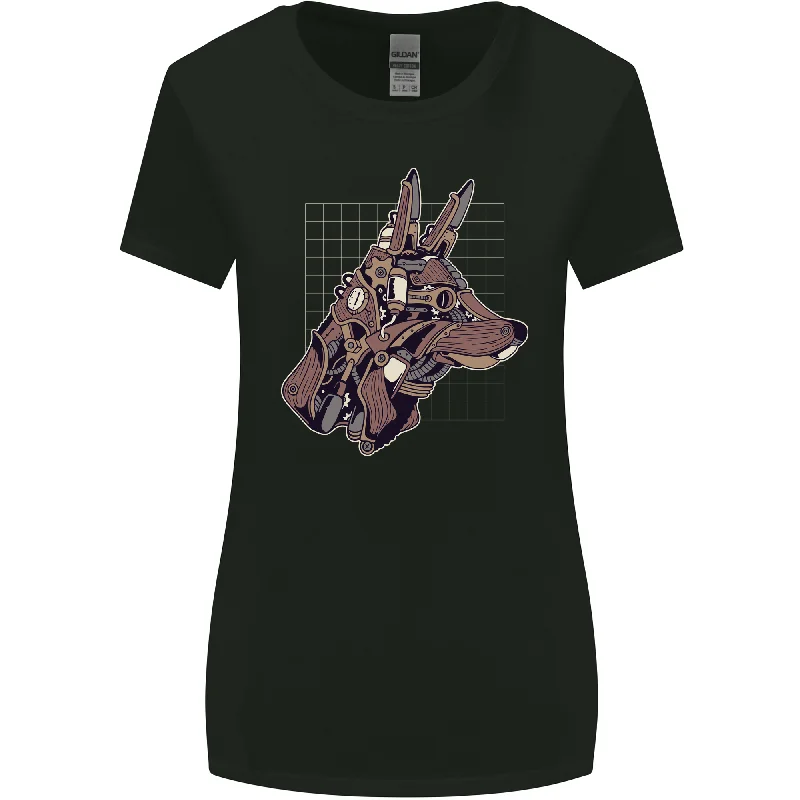 A Steampunk Wolf Womens Wider Cut T-Shirt Ribbed Striped Patterned