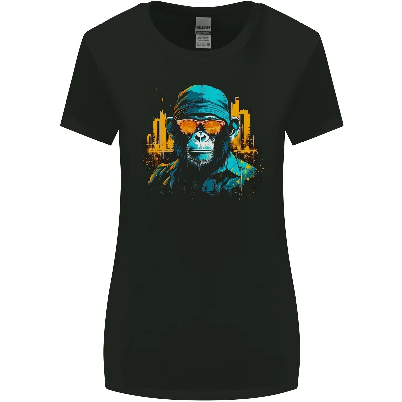 A Streetwise Monkey Urban Setting Womens Wider Cut T-Shirt Welt Pockets Slit Pockets