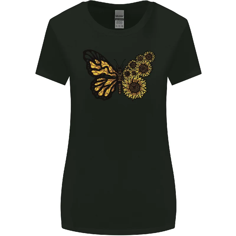 A Sunflower Butterfly Womens Wider Cut T-Shirt Striped Floral Plaid