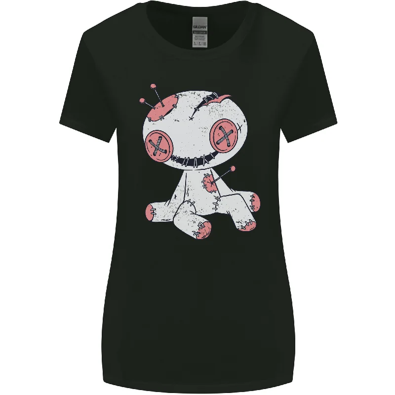 A Torn Voodoo Doll Heart Dark Magic Halloween Womens Wider Cut T-Shirt Notch Collar Peter Pan Collar Cowl Neck