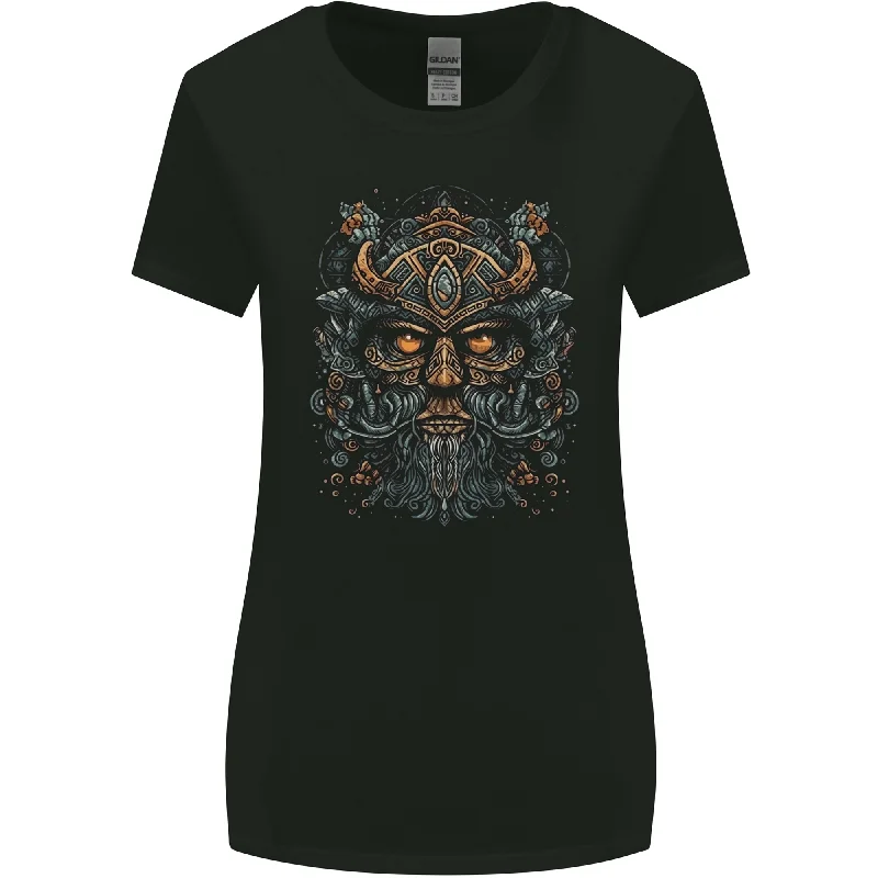 A Tribal Viking Pagan Celtic Warrior Womens Wider Cut T-Shirt Beaded Sequined Faux Fur