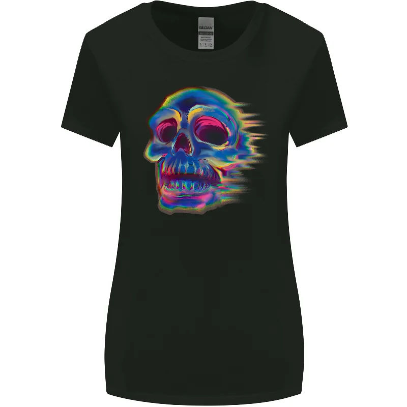 A Trippy Skull Womens Wider Cut T-Shirt Boxy Fit Fitted Loose