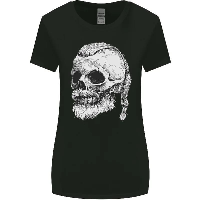 A Viking Skull Womens Wider Cut T-Shirt Knit Fabric Woven Fabric Fleece Fabric