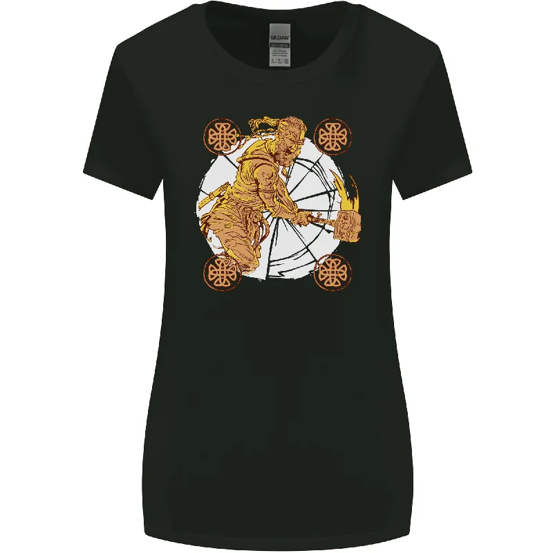 A Viking With a Hammer Thor Tribal Valhalla Womens Wider Cut T-Shirt Welt Pockets Slit Pockets