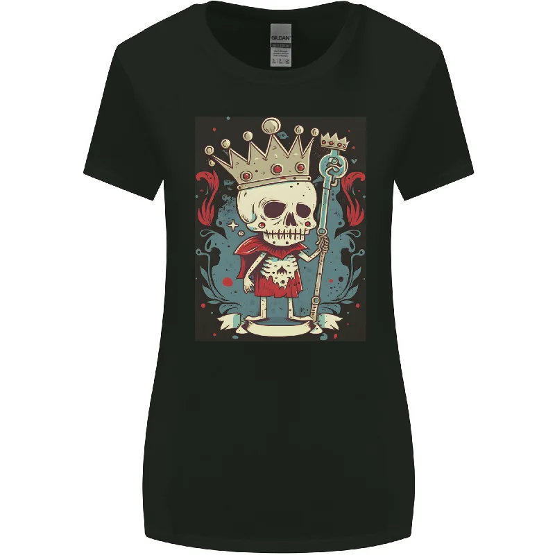 A Vintage Style Skeleton Retro King Skull Womens Wider Cut T-Shirt Graphic T-Shirt Round Neck Polyester