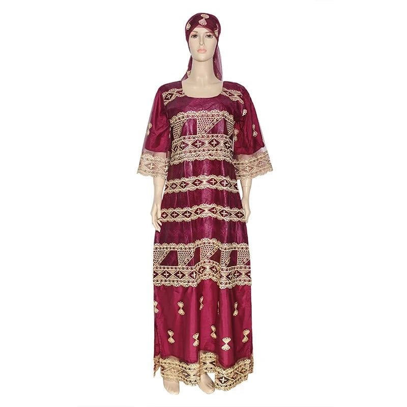 African Dashiki Maxi Dress: Bazin Embroidery, Beading, and Lace Robe for Wedding Party Elegance Comfortable Cotton Maxi Dress African Dashiki Maxi Dress: Bazin Embroidery, Beading, and Lace Robe for Wedding Party Elegance Comfortable Cotton Maxi Dress