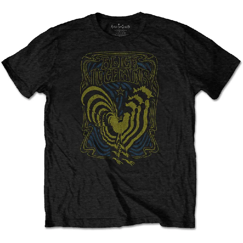 Alice in Chains | Official Band T-Shirt | Psychedelic Rooster Zippered Buttoned Snapped Alice in Chains | Official Band T-Shirt | Psychedelic Rooster Zippered Buttoned Snapped