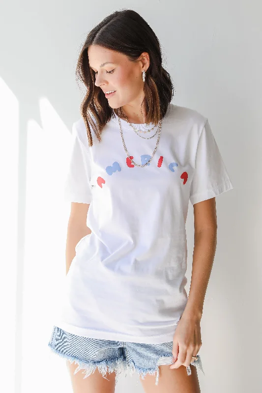 FINAL SALE - America Graphic Tee Embroidered Appliqued Beaded