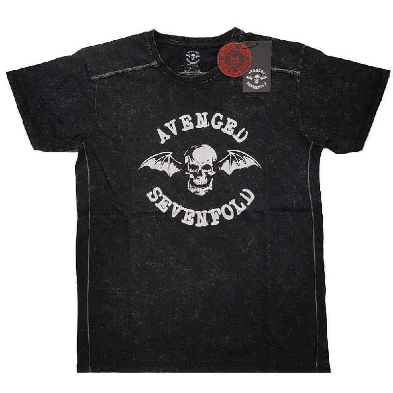 Avenged Sevenfold Snow Wash T-Shirt: Logo Graphic T-Shirt Round Neck Polyester