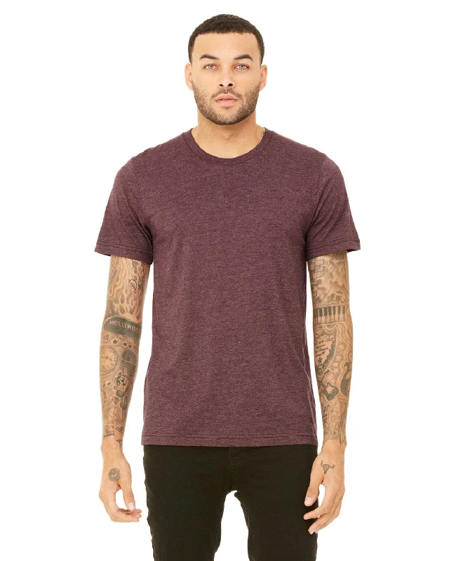 Bella+Canvas Unisex Heather CVC T-Shirt | Heather Maroon Houndstooth Herringbone Solid