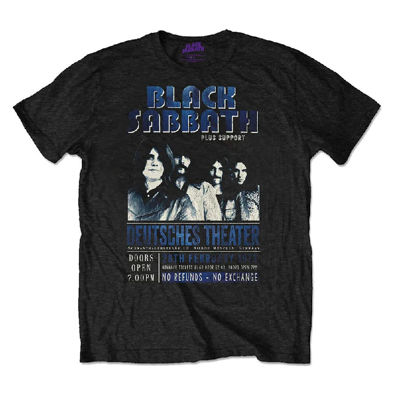 Black Sabbath Unisex Eco-T-Shirt: Deutsches '73 Thin T-Shirt Open Front Quick Dry