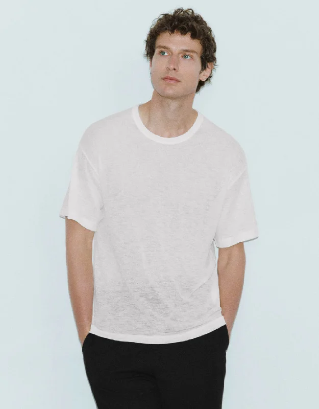 Crew Neck Loose T-Shirt Notch Collar Peter Pan Collar Cowl Neck