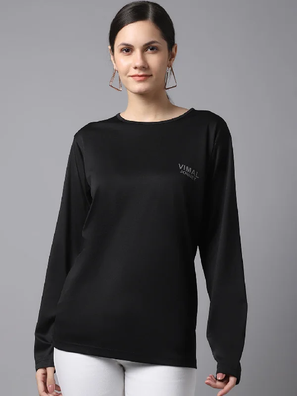 Vimal Jonney Dryfit Lycra Black FullSleeve T-Shirt For Women Hooded Caped Shawl Collar Vimal Jonney Dryfit Lycra Black FullSleeve T-Shirt For Women Hooded Caped Shawl Collar