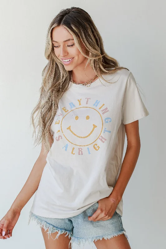 Everything Is Alright Graphic Tee Thin T-Shirt Open Front Quick Dry