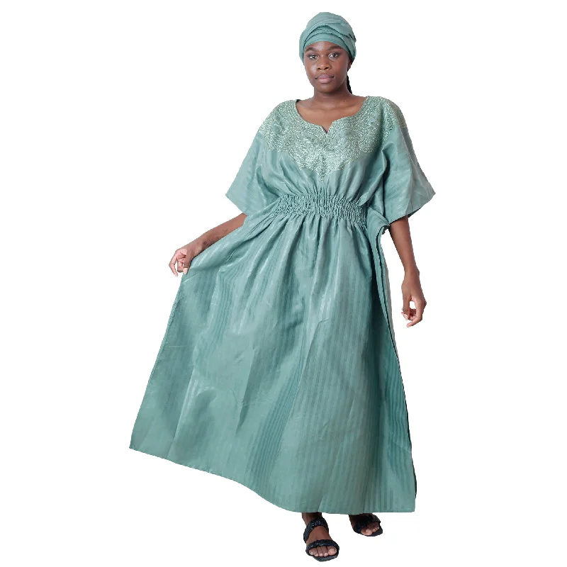 Women's Short Sleeve Smocking Waist Maxi Dress -- FI-7010 Comfortable Cotton Maxi Dress Women's Short Sleeve Smocking Waist Maxi Dress -- FI-7010 Comfortable Cotton Maxi Dress